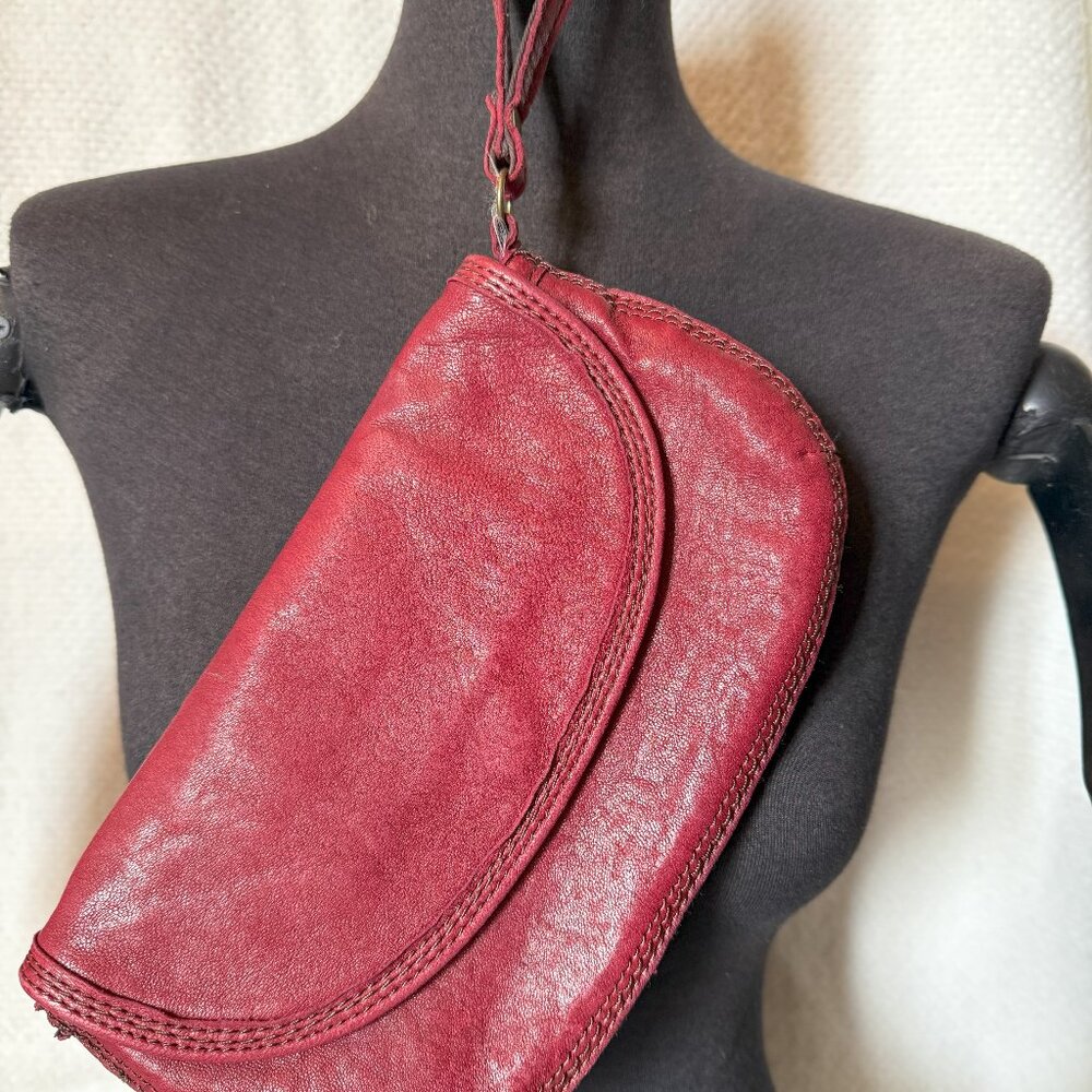 Lucky burgundy wristlet clutch